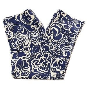 Chicos Womens Crop Pants 0 (S-4) Blue White Floral‎ Mid Rise Side Zip Stretch